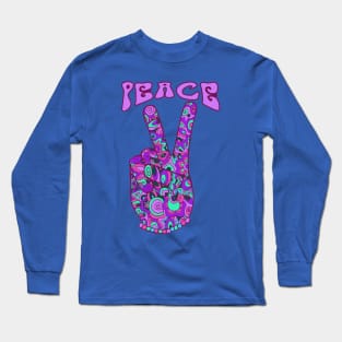 Peace Sign in Groovy Psychedelic Colours Long Sleeve T-Shirt